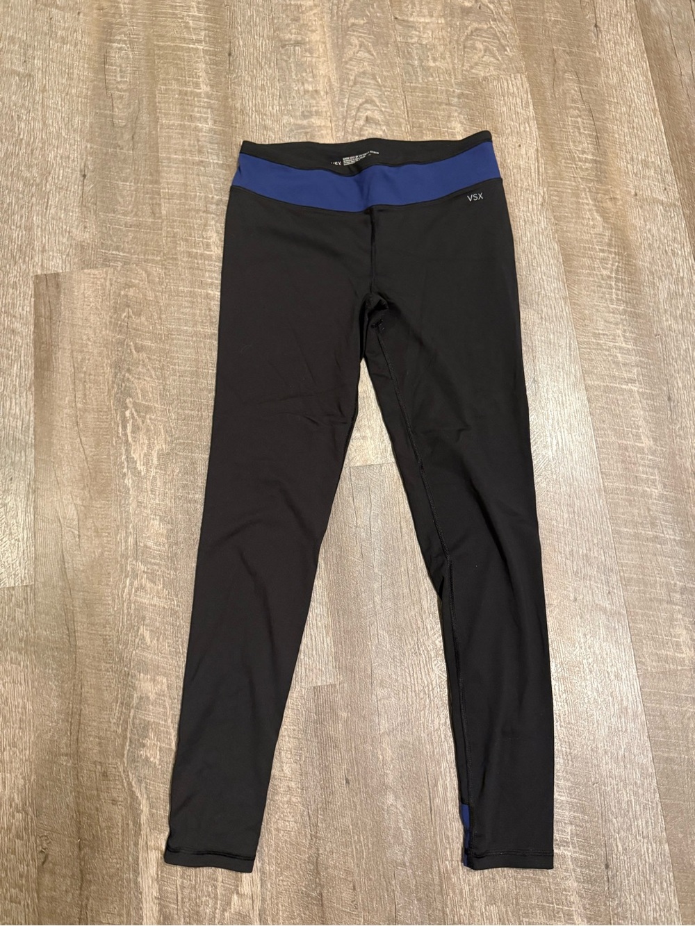 Victoria's Secret Black Leggings with Blue Waistband detail size Medium